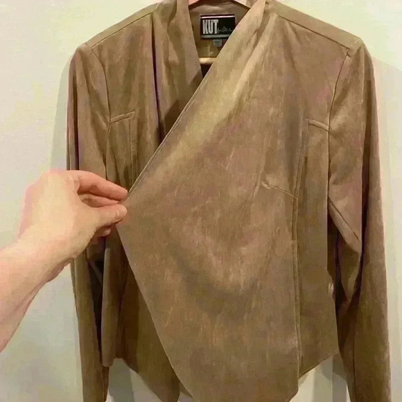 Kut From The Cloth Women’s Jacket Cardigan Velvet Style Tan Beige Size M - Picture 3 of 7